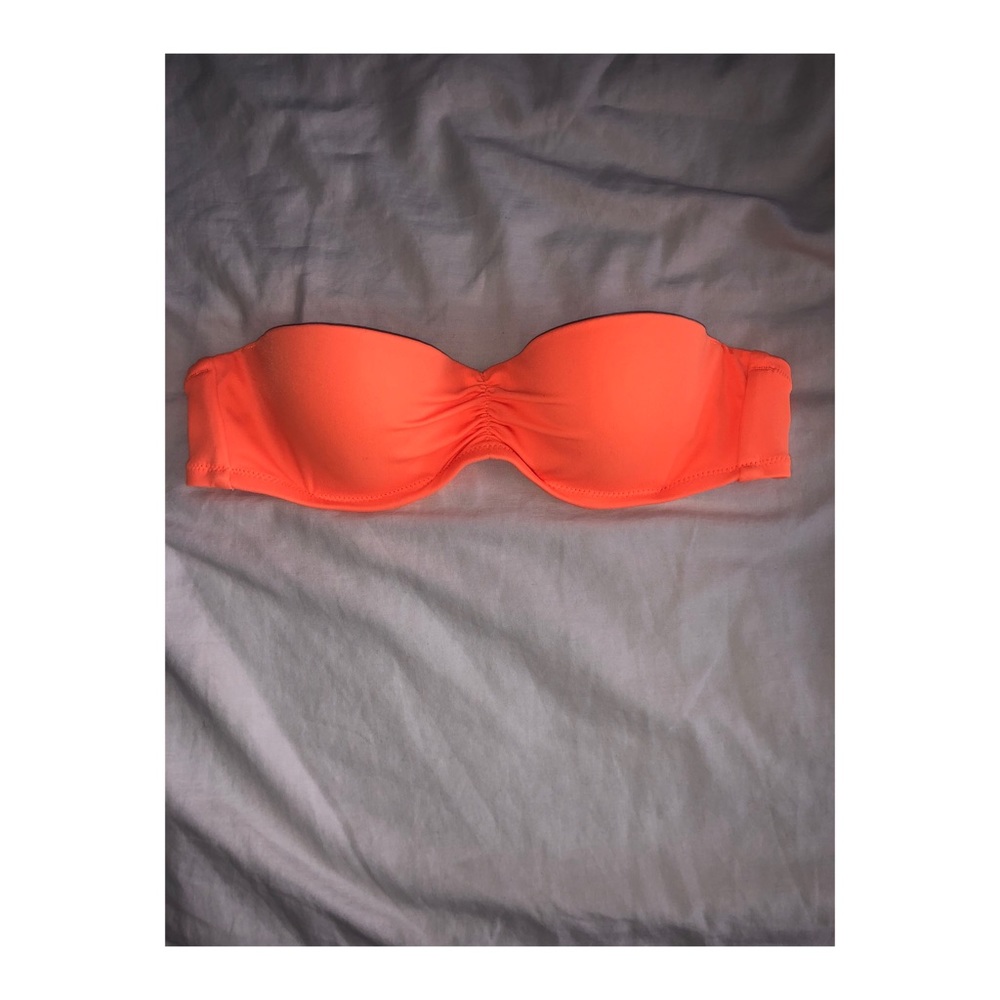 Neon orange bandeau bikini top